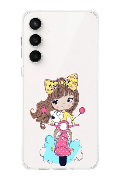 PrintiFy  S24 FE ile Uyumlu Kamera Korumalı Vespagirl Tasarımlı Şeffaf  Silikon Kılıf ürün görseli 1