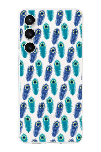 PrintiFy  Galaxy S24 Fe ile Uyumlu Nazar Boncuğu 4  Kamera Korumalı Şeffaf Silikon Kılıf