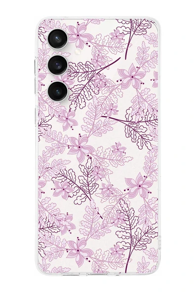 PrintiFy  S24 FE ile Uyumlu Kamera Korumalı Floral Pudra Tasarımlı Şeffaf Silikon Kılıf ürün görseli 1