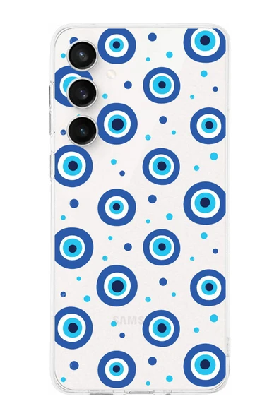 PrintiFy  Galaxy S24 Fe ile Uyumlu Nazar Boncuğu 1  Kamera Korumalı Şeffaf Silikon Kılıf ürün görseli 1