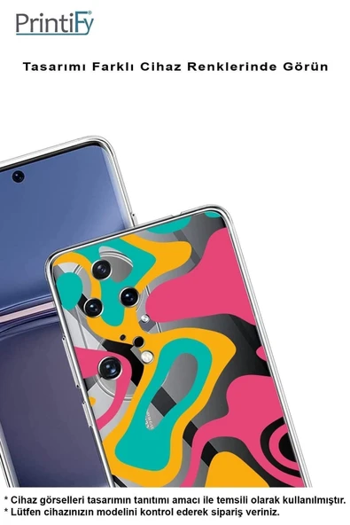 PrintiFy  Samsung Galaxy A16 Uyumlu Kamera Korumalı Renkli Desen Tasarımlı Şeffaf Silikon Kılıf - 3