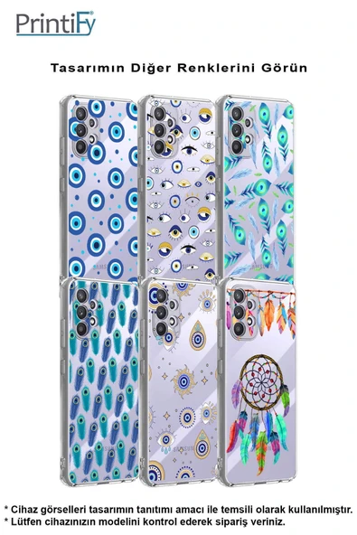 PrintiFy  Galaxy S24 Fe ile Uyumlu Nazar Boncuğu 6  Kamera Korumalı Şeffaf Silikon Kılıf - Resim 5