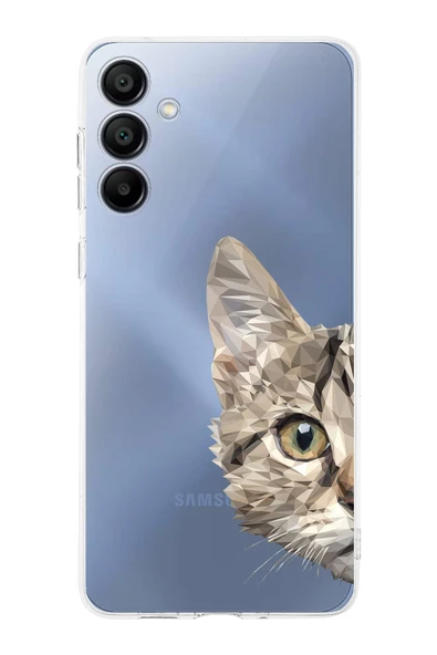 PrintiFy  Samsung Galaxy A16 Uyumlu Kamera Korumalı Catface Tasarımlı Şeffaf  Silikon Kılıf ürün görseli 1