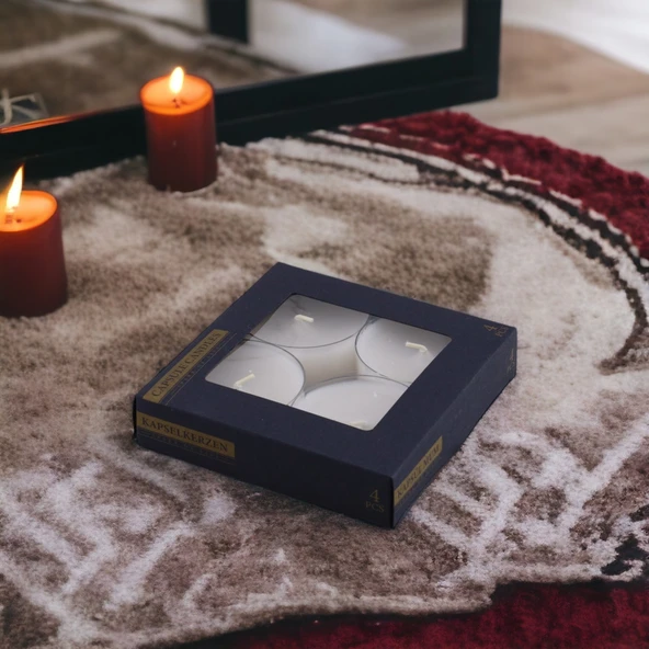 Tealight Kapsül Mum 4x43 Gr Dekoratif Mumu Kandil Hediyelik Fitilli Mumluk Şamdan Krem Renk Kokulu - 7