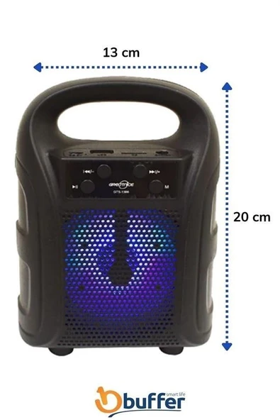 Tutmalı Mini Hoparlör Işıklı Taşınabilir Bluetooth Wireless Radyolu Sd Kart ve USB Girişli Hoparlör - 8