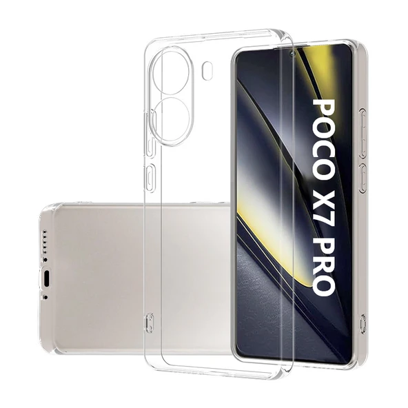 Xiaomi Poco X7 Pro Kılıf Şeffaf Silikon Hibrit Case Kapak