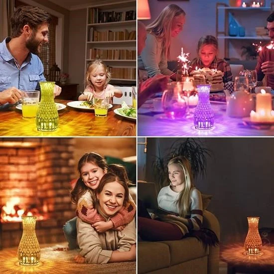 Sürahi Model USB Şarjlı Kumandalı 16 Farklı Işık Modlu Masa Üstü Kristal Akrilik Lamba Led - 2
