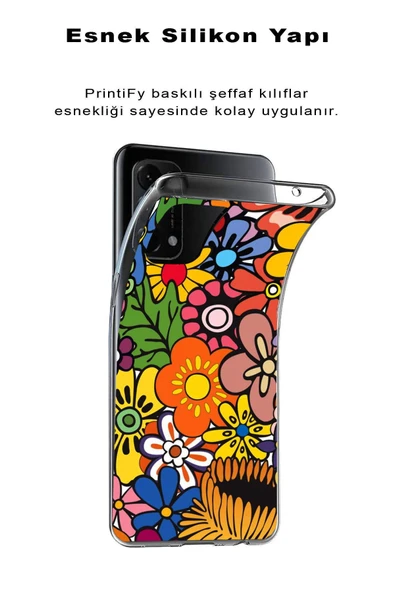 PrintiFy  Samsung Galaxy A6 Plus 2018 ile Uyumlu 1mm Slim Fit Retro Colors 2 Baskılı Şeffaf  Kılıf - Resim 2