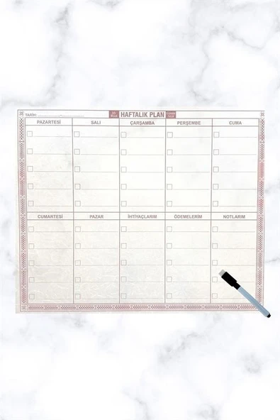 Şeffaf Kendiliğinden Yapışkanlı Kalemli Haftalık Planlayıcı 40cm-50cm - 4