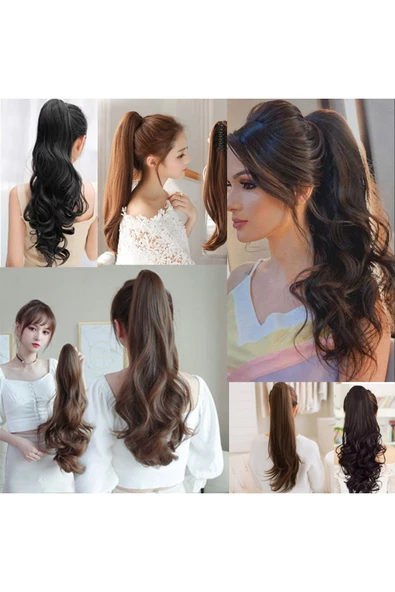 SUZAN PERUK Tak ve Çık Postiş Tokalı Dalgalı At Kuyruğu - Koyu Kızıl 80cm