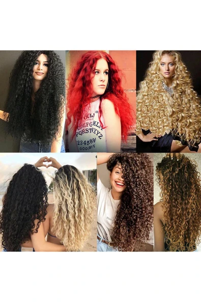 SUZAN PERUK Afro Dalgalı 8 Parça Çıt Çıt - Kumral Beyaz Platin Röfleli