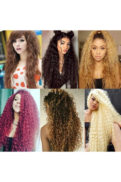 SUZAN PERUK Afro Dalgalı Yarım Ay + 2 Yan Çıt Çıt - Açık Platin