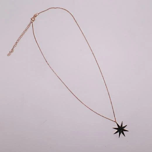 AgaKulche Gümüş Siyah Yıldız Hayalet Kolye - 4