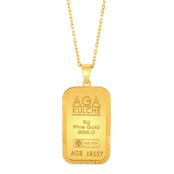 AgaKulche 5 gr Kalemli Altın Külçe Kolye