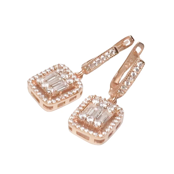 AgaKulche Baget Taşlı Gümüş Takı Seti Rose S30RB 925 - Resim 3