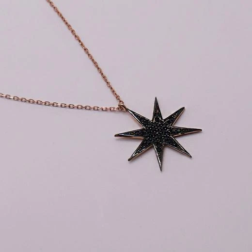 AgaKulche Gümüş Siyah Yıldız Hayalet Kolye