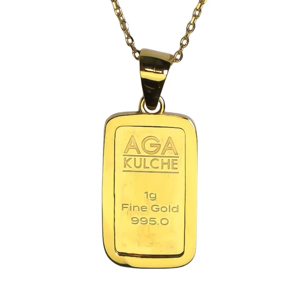 AgaKulche 1 gr Külçe Altın Kolye