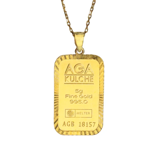 AgaKulche 5 gr Kalemli Altın Külçe Kolye