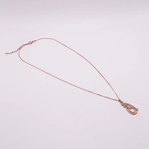 AgaKulche Gümüş Sıralı Taşlı Damla Hayalet Kolye - 4