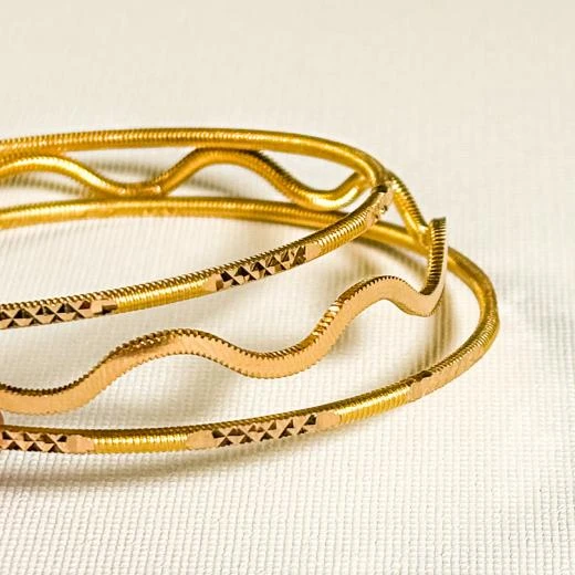 AgaKulche 30 gr 2'li Müjde ve 1 Zikzak 22 Ayar Altın Bilezik - 3