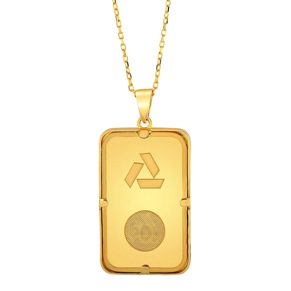 AgaKulche 10 gr Kalemli Altın Külçe Kolye - Resim 2