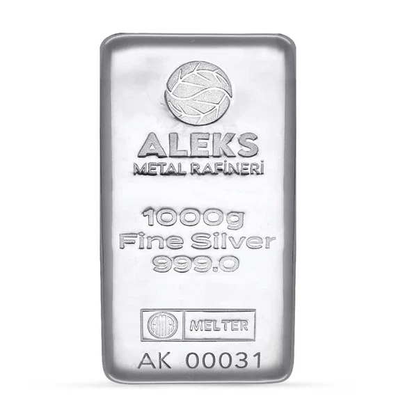 AgaKulche 1000 gr 999.0 Aleks Metal Rafineri Külçe Gümüş