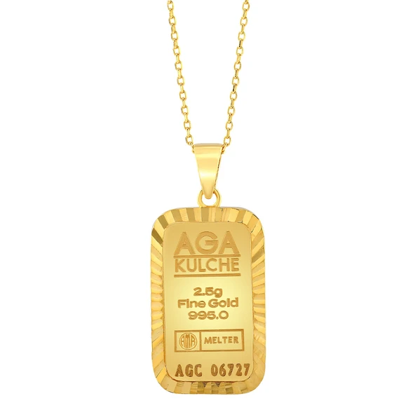 AgaKulche 2.5 gr Kalemli Altın Külçe Kolye