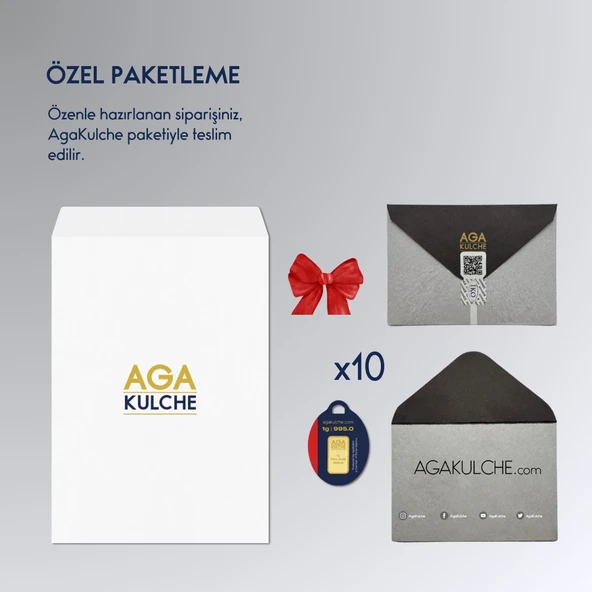 AgaKulche 1 gr 995 24 Ayar Külçe Altın 10 Adet - 2