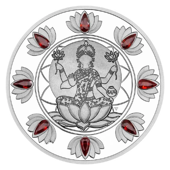 AgaKulche Diwali Festivali Kristal Taşlı Gümüş Sikke Coin ürün görseli 1