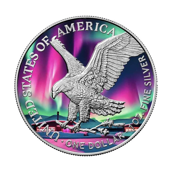 AgaKulche Yürüyen Özgürlük Kuzey Işıkları Gümüş Sikke Coin - 2