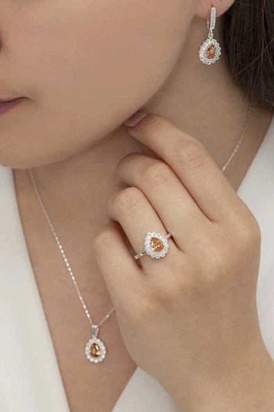 AgaKulche Damla Model Gümüş Takı Seti S60KW 925 ürün görseli 1