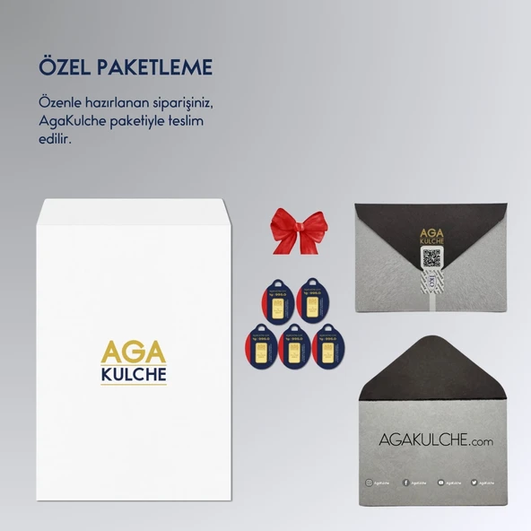 AgaKulche 1 gr 995 24 Ayar Külçe Altın 5 Adet - 2