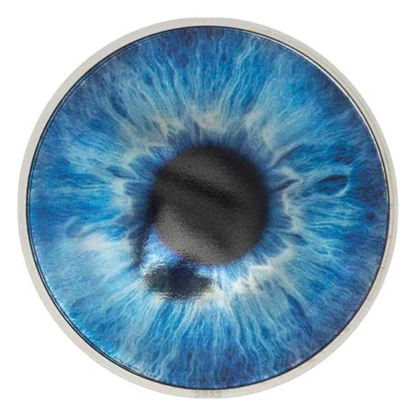 AgaKulche Colored Eyezed Ocean Blue 2022 1 Ons Gümüş Sikke Coin