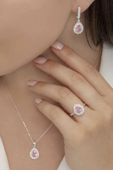 AgaKulche Damla Model Gümüş Takı Seti S60KP 925