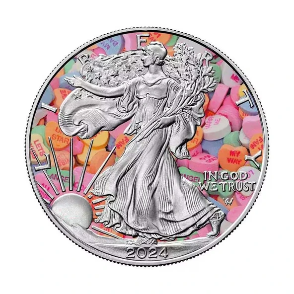 AgaKulche Sevgililer Günü Yürüyen Özgürlük Gümüş Sikke Coin - 1