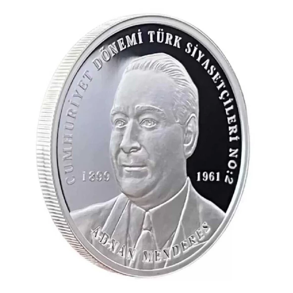 AgaKulche Adnan Menderes 2022 1 Ons Gümüş Sikke Coin