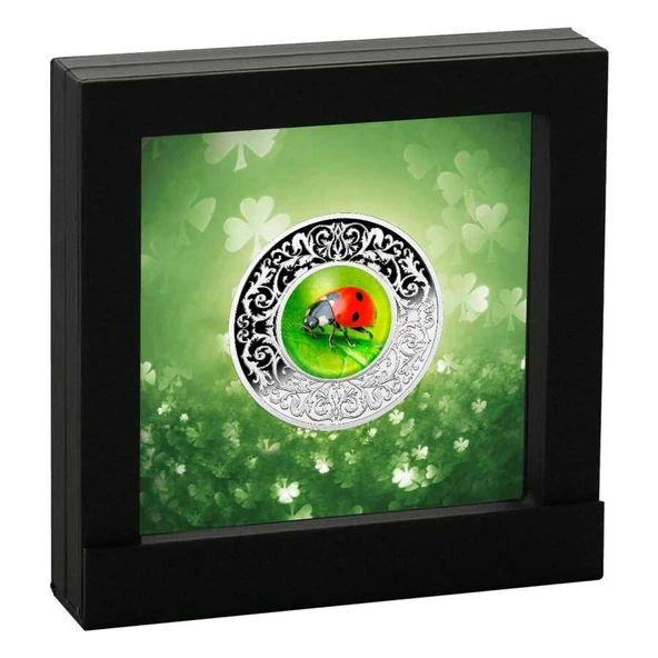 AgaKulche Biedronka Uğurböceği Gümüş Sikke Coin - 3
