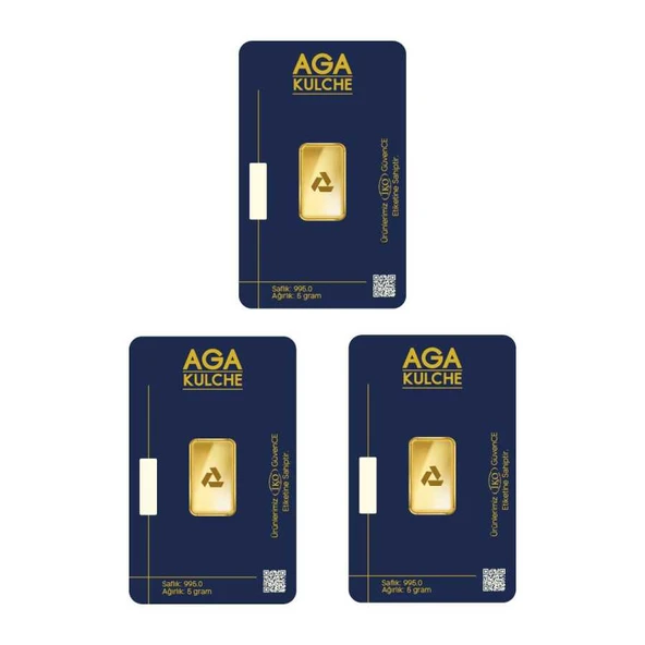 AgaKulche 5 Gram 995 24 Ayar Külçe Altın 3 Adet - 2