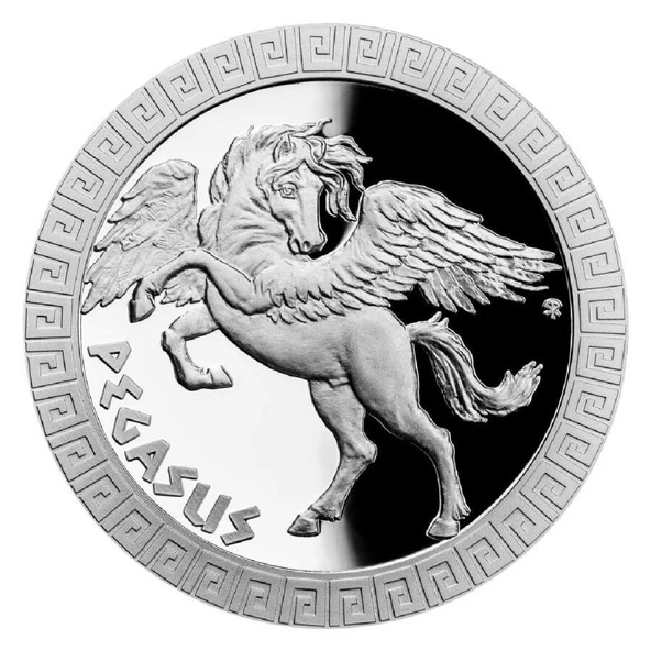 AgaKulche Mythical Creatures Pegasus Proof 1 Ons Gümüş Sikke Coin