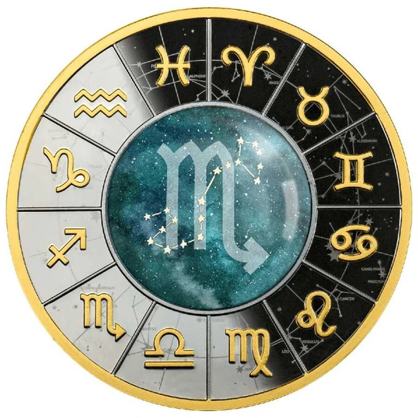 AgaKulche Scorpion Series Zodiac Signs 500 CFA Francs Gümüş Sikke Coin