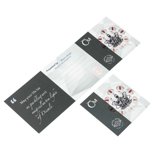 AgaKulche Diwali Festivali Kristal Taşlı Gümüş Sikke Coin - Resim 8