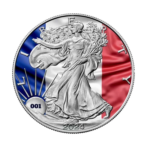 AgaKulche Fransa Bayrağı Gümüş Sikke Coin