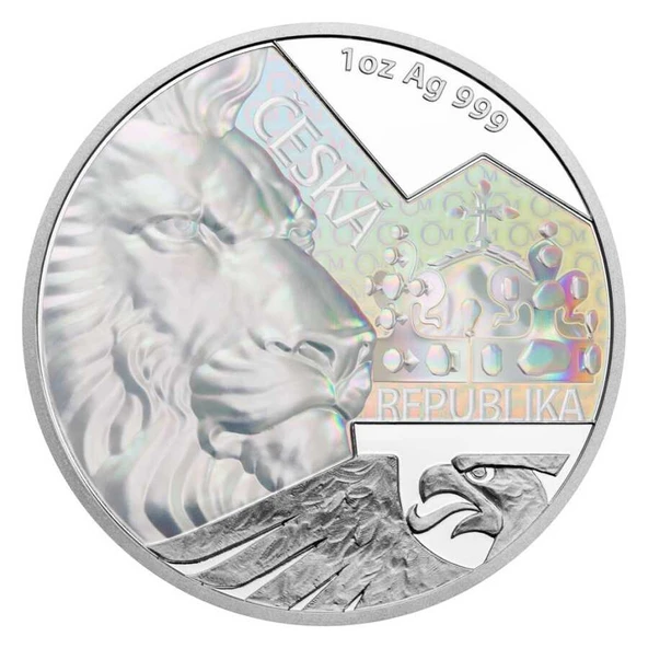 AgaKulche Czech Lion Hologram Kaplama 2023 1 Ons Gümüş Sikke Coin