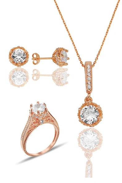 AgaKulche Efsane Tek Taş Takı Seti Rose S84RB 925