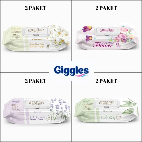 Giggles Islak Havlu Set 72'li 8 Paket 576 Mendil - 2