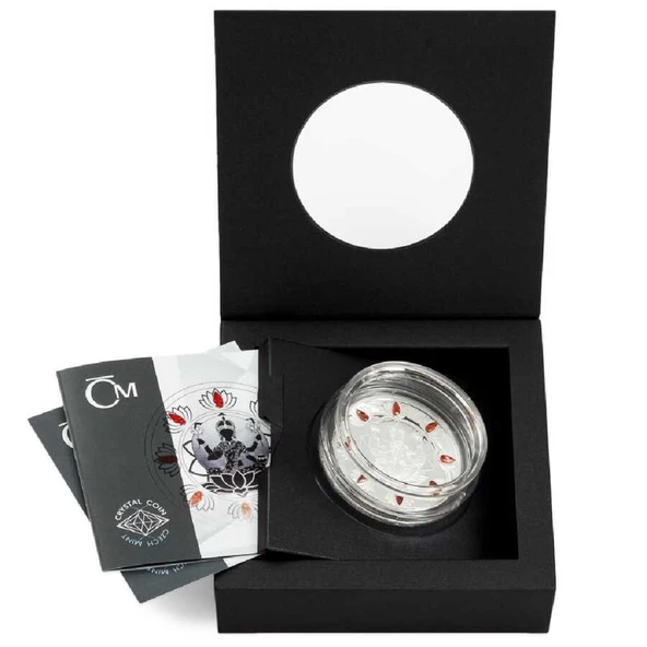 AgaKulche Diwali Festivali Kristal Taşlı Gümüş Sikke Coin - Resim 5