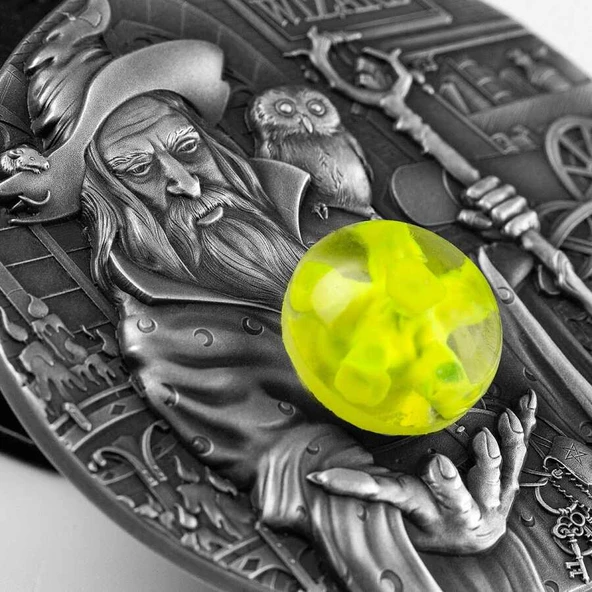 AgaKulche Büyücü Kristal Taşlı Gümüş Sikke Coin - 3