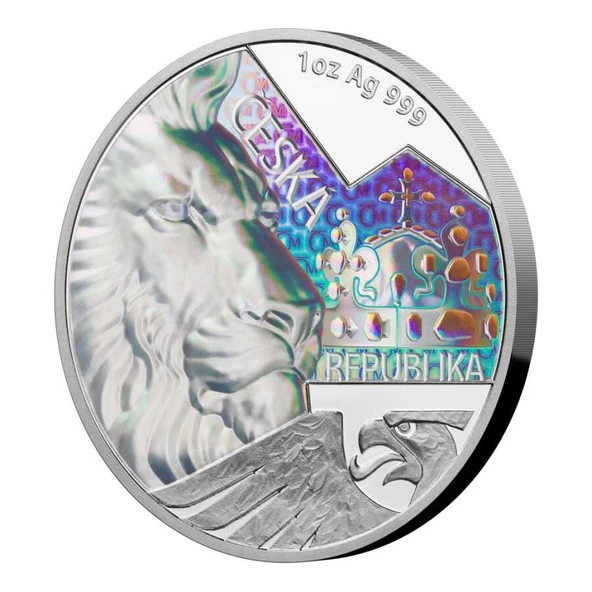 AgaKulche Czech Lion Hologram Kaplama 2023 1 Ons Gümüş Sikke Coin - 2