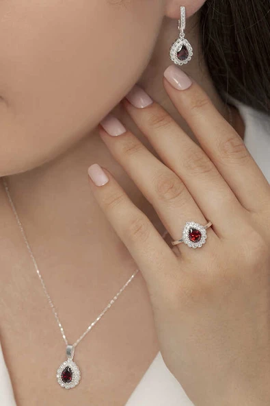 AgaKulche Damla Model Gümüş Takı Seti S60KK 925 ürün görseli