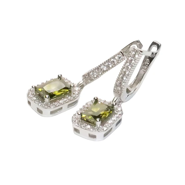 AgaKulche Baget Taşlı Gümüş Kare Model Takı Seti S6KO 925 - Resim 3